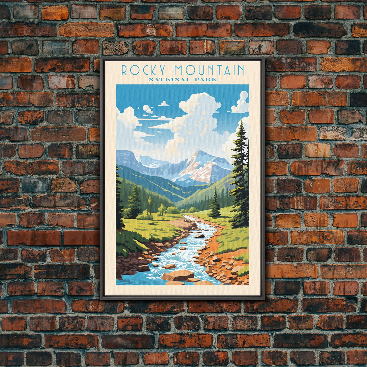 Rocky Mountain National Park, Colorado Travel Art, National Park Print, Minimalist Travel Art, Midcentury Modern Retro Style Landscape