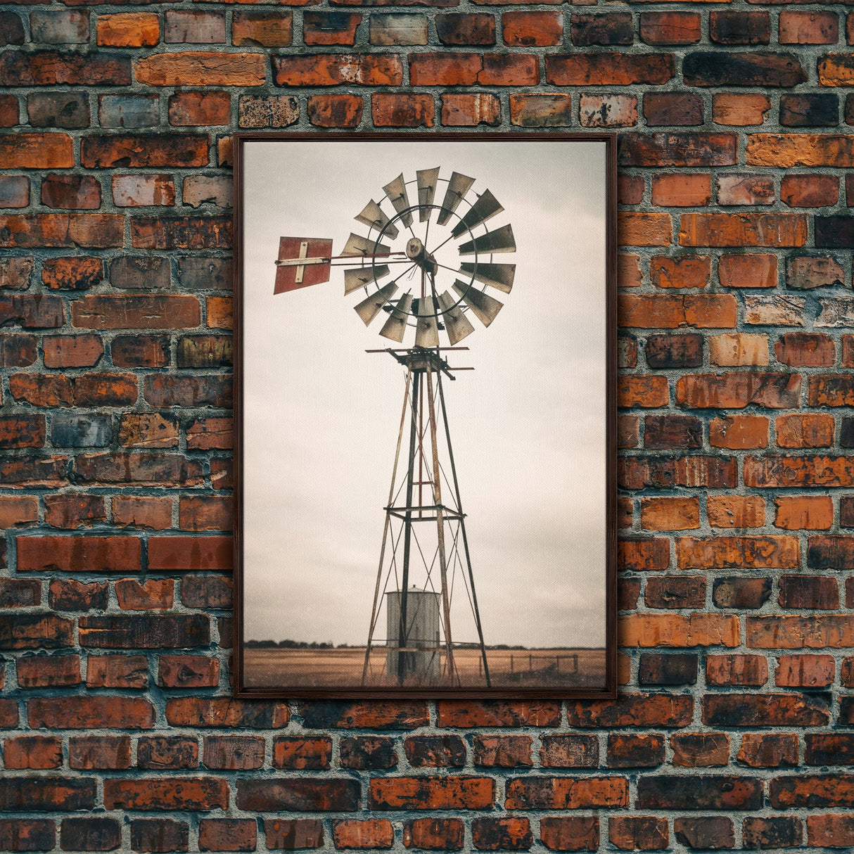 Rustic Farmhouse Home Decor, Windmill Photography Photo Print Art, Rustic Industrial Farmhouse Wall Art Picture, Country Landscape Picture