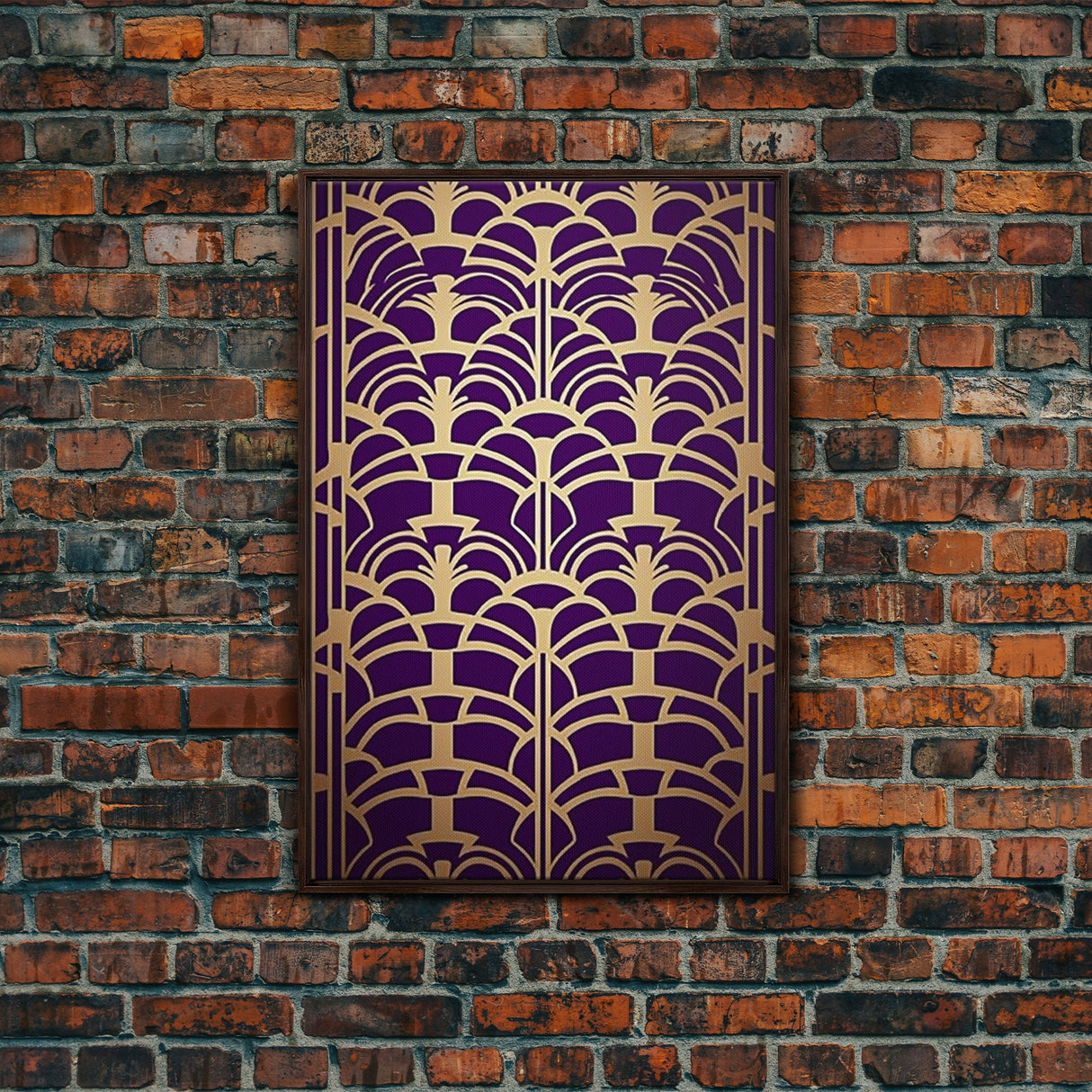 Midcentury Modern Wall art - Framed Canvas Print - Art Deco- Office decor - Purple & gold art - Ornament art - Abstract art - Geometric art