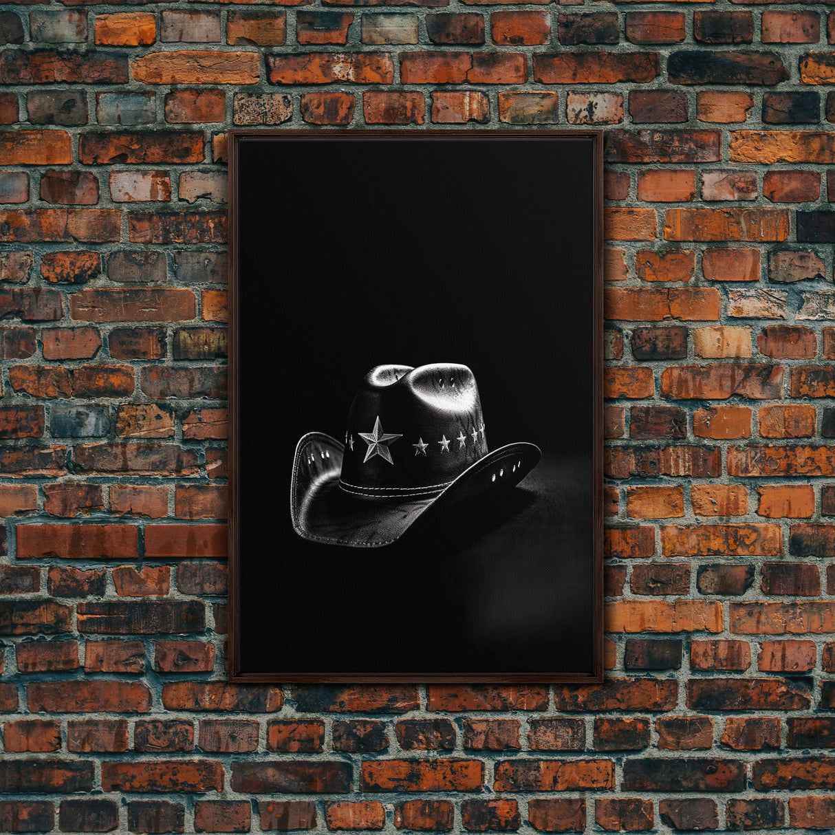 Cowboy Hat Print, Western Wall Art, Black And White, Texas Art, Minimalist Art, Wall Decor, Canvas Art, Wall Art, Framed Canvas Wall Decor