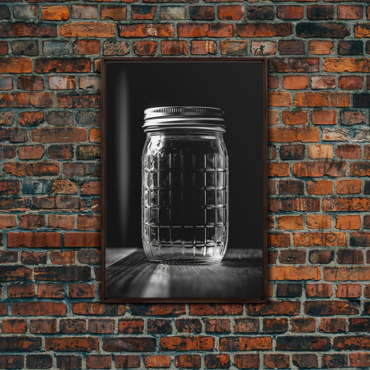 Mason Jar Wall Art, Jar Art Print, Black And White Art, Minimalist Art, Wall Decor, Canvas Art, Wall Art, Framed Canvas Wall Decor