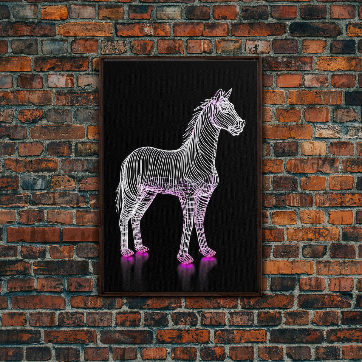 White Horse Wall Decor, Line Art, Animal Wall Art, 3D Wall Art, Minimalist Print, Wall Decor, Canvas Print, Wall Art, Framed Canvas