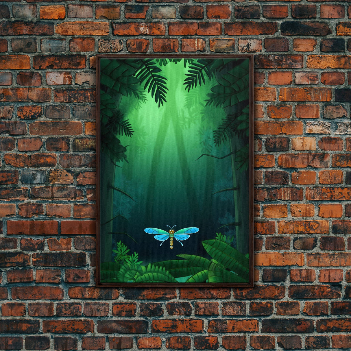 Dragonfly Wall Art, Nature Wall Decor, Woods, Trees, Green Art, Minimalist Print, Wall Decor, Canvas Print, Wall Art, Framed Canvas
