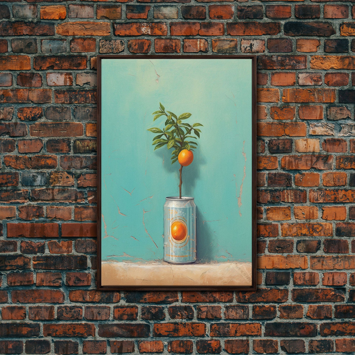 Orange Tree In Can Wall Decor, Fruit Wall Art, Kitchen Wall Art, Minimalist Wall Art, Wall Decor, Canvas Print, Wall Art, Framed Canvas Art