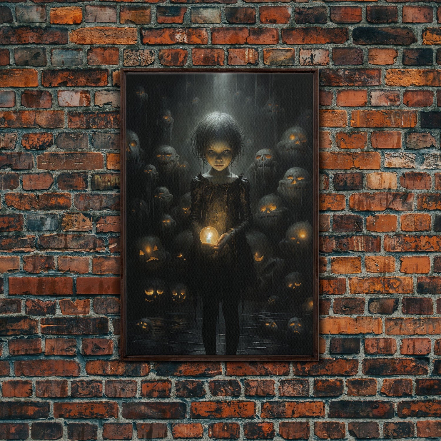 The Witch And The Well Of Souls, Haunted Halloween Art, Halloween Canvas, Framed Canvas Print, Witch Wall Decor, Witchcraft Wall Art