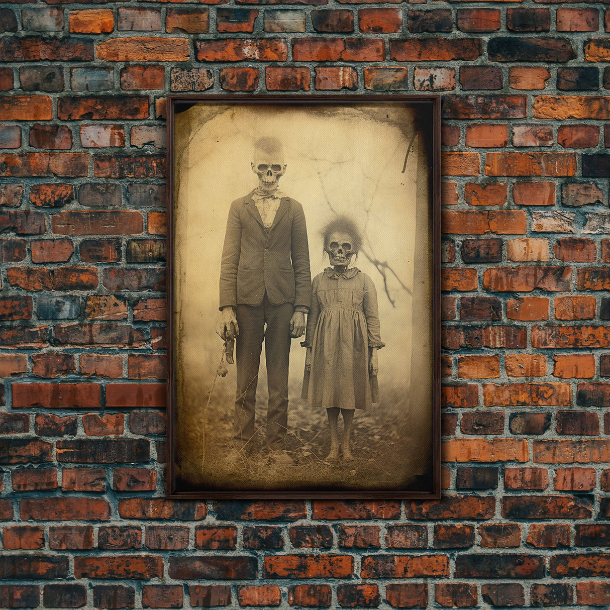 Skeleton Wall Art, Dark Art, Horror Decor, Weird Art Print, Creepy Wall Art, Canvas Print, Wall Art, Vertical Print, Home Decor, Wall Decor