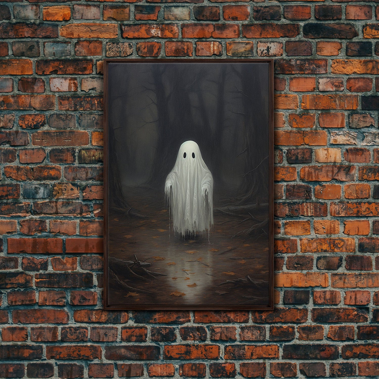 Cute Lil Boo, Ghost Print, Halloween Canvas Art, Framed Canvas Print, Funny Halloween Decor, Ghost Art, Victorian Goth Art