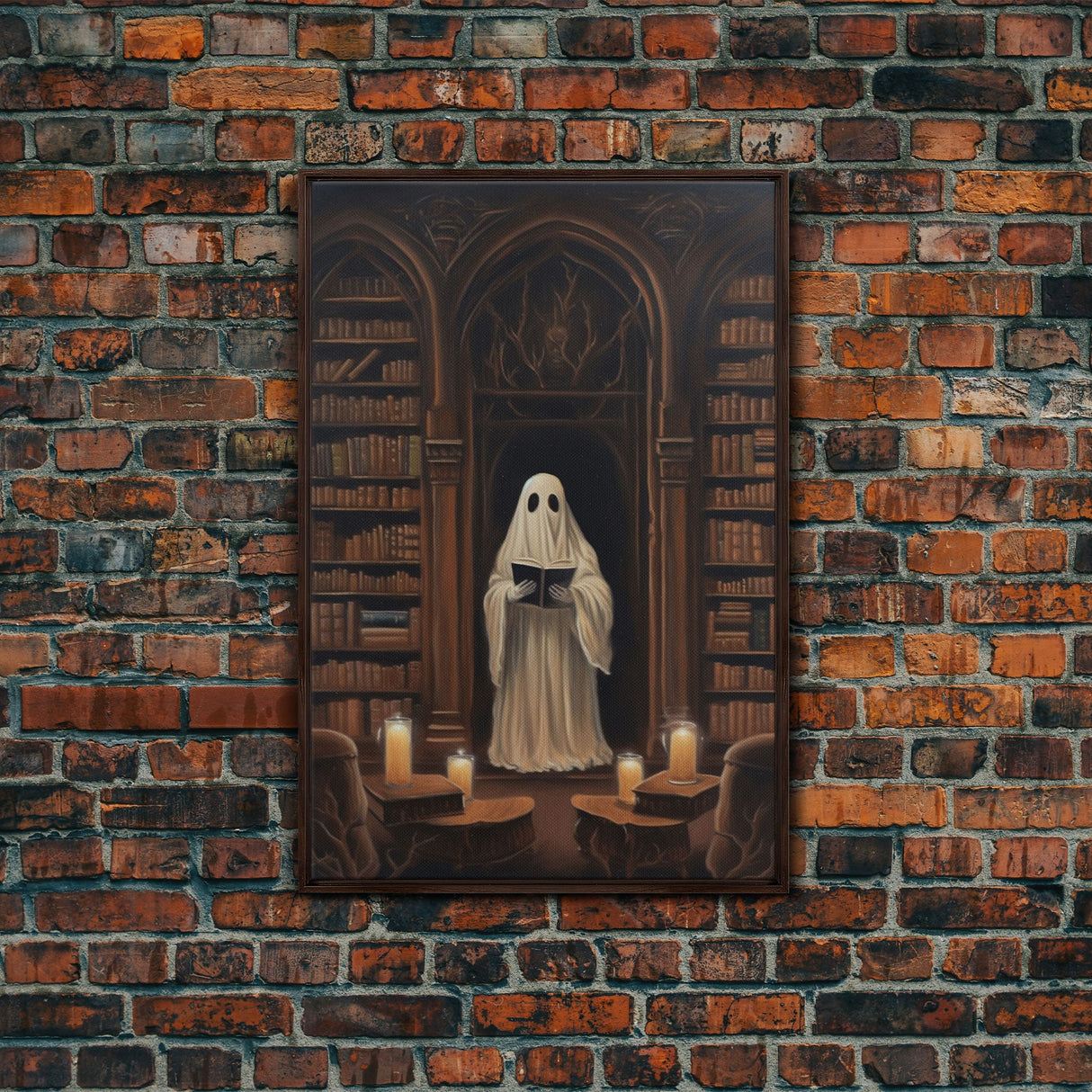 Spooky Fine Art Print, Halloween Ghost Art, Fall Artwork, Fall Decor, The Ghost Of The Library