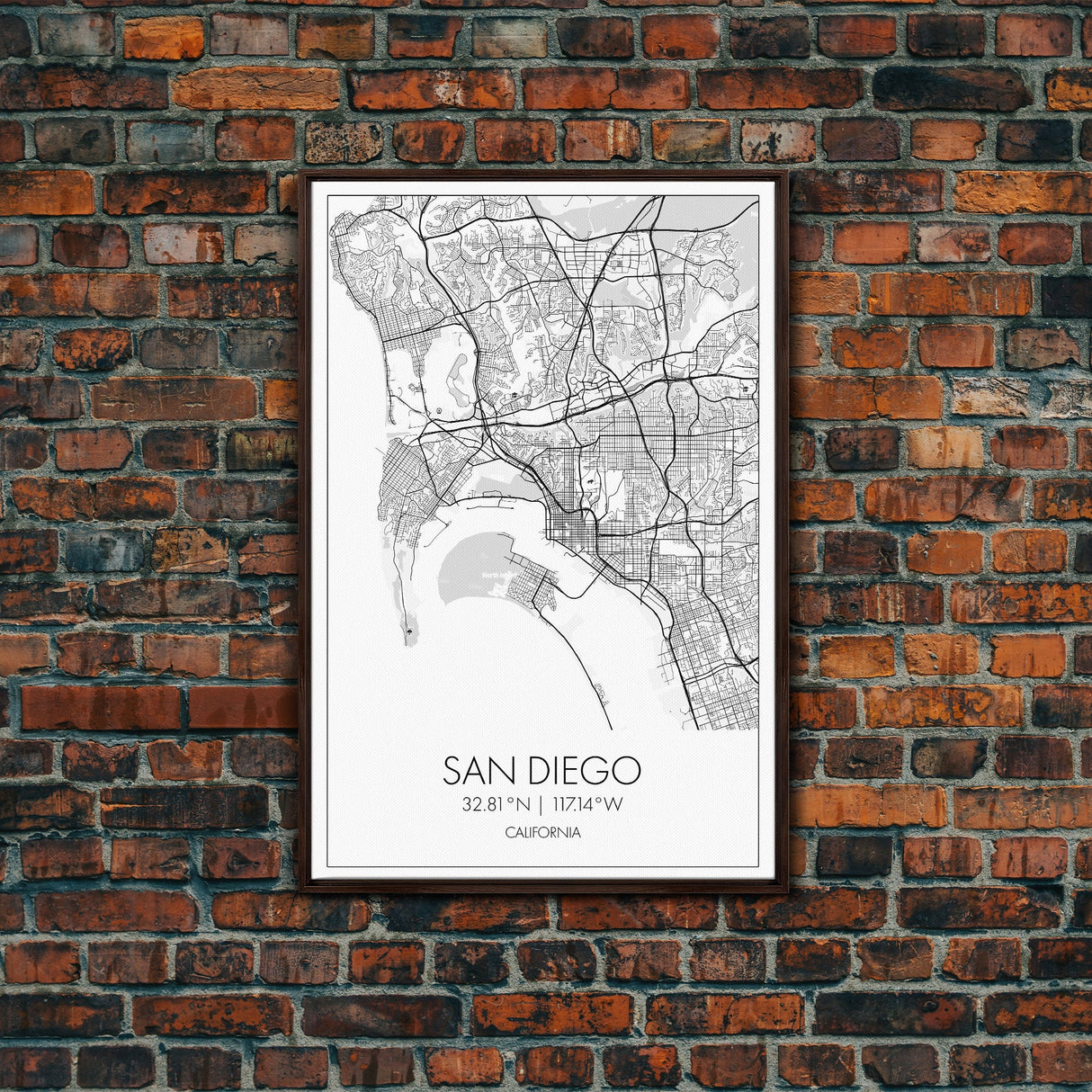 San Diego Street Map, California Map, City Map Print, Minimalist Art, Wall Art, Canvas Print, Office Wall Art, Best Friend Gifts, Travel Art