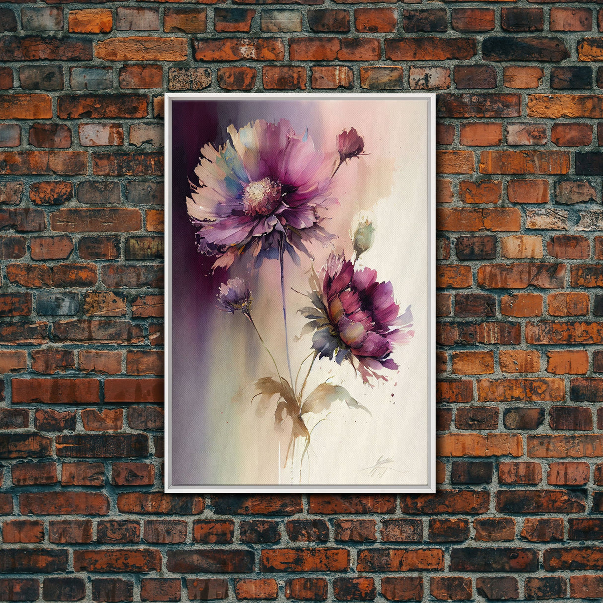 Vintage Style Framed Canvas Art // Vintage Floral Print // Vintage White Roses Painting // Still Life Botanical Farmhouse print // Flower