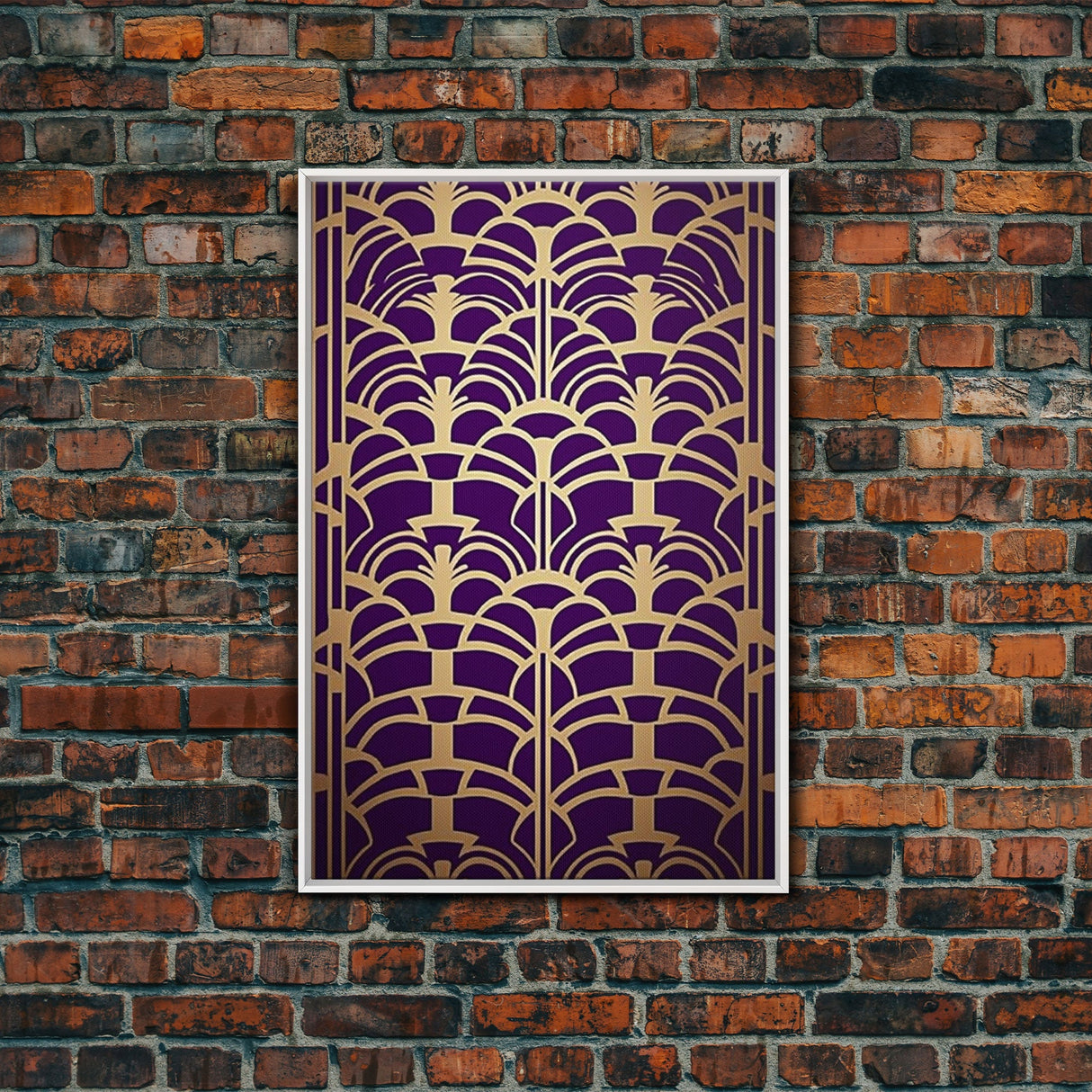 Midcentury Modern Wall art - Framed Canvas Print - Art Deco- Office decor - Purple & gold art - Ornament art - Abstract art - Geometric art