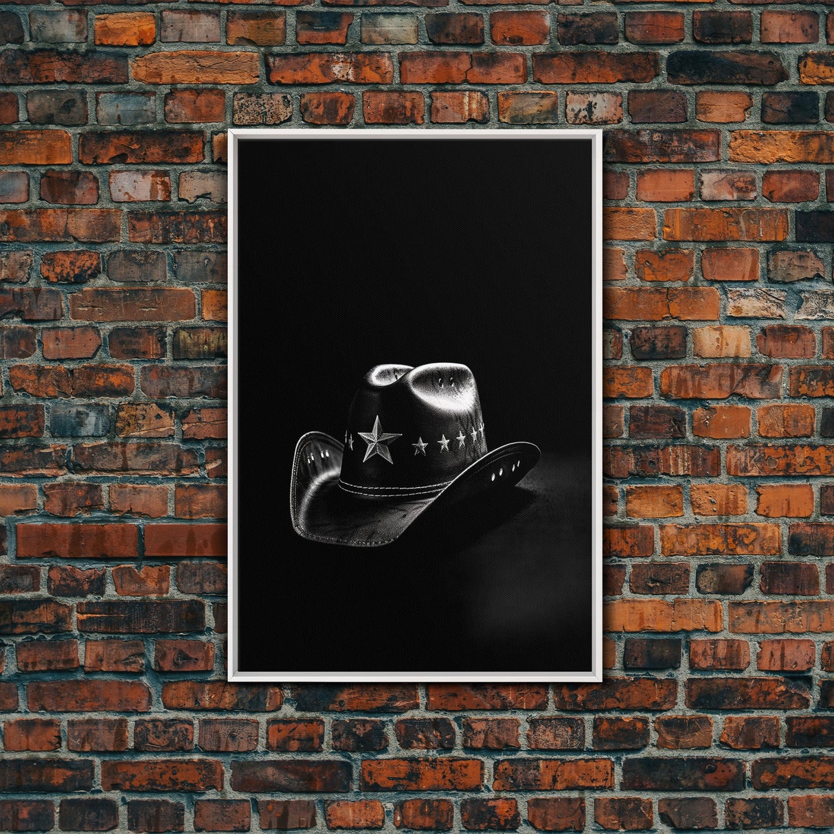 Cowboy Hat Print, Western Wall Art, Black And White, Texas Art, Minimalist Art, Wall Decor, Canvas Art, Wall Art, Framed Canvas Wall Decor