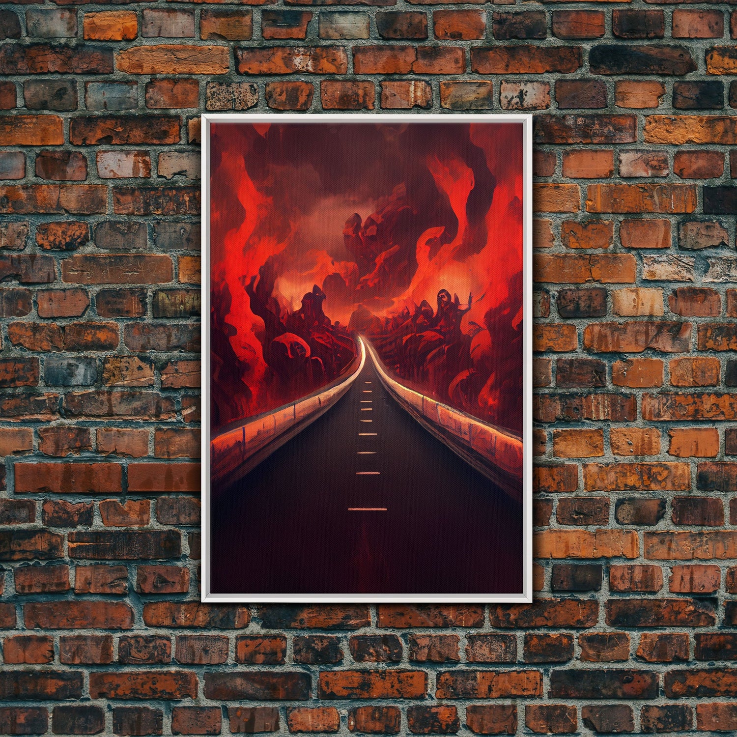 Highway to Hell, canvas print, Halloween wall art, spooky home decor