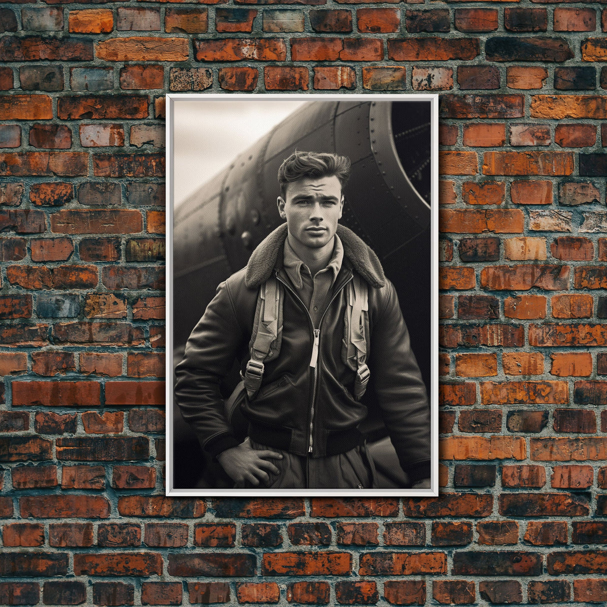 World War 2, Vintage Photo, Aviation Wall Art, Pilot Wall Art, Canvas Print, Wall Art, Vertical Print, Gift For Him, Office Wall Art