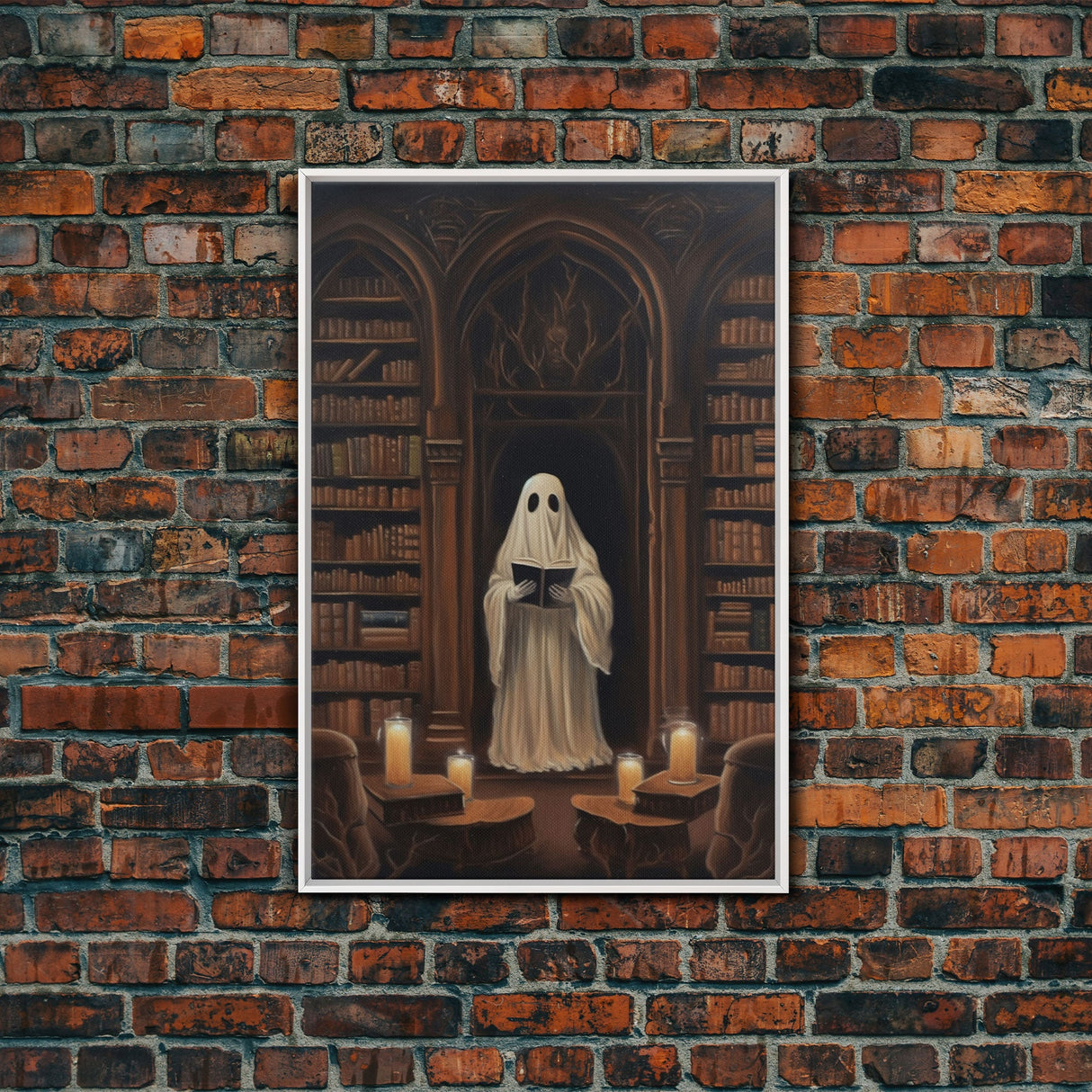 Spooky Fine Art Print, Halloween Ghost Art, Fall Artwork, Fall Decor, The Ghost Of The Library