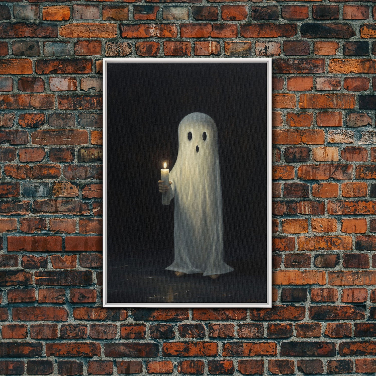 Ghost Holding A Candle Halloween Decor, Art Canvas Print, Spooky Ghost Wall Art, Fall Decor, Halloween wall decor, Funny Halloween Art