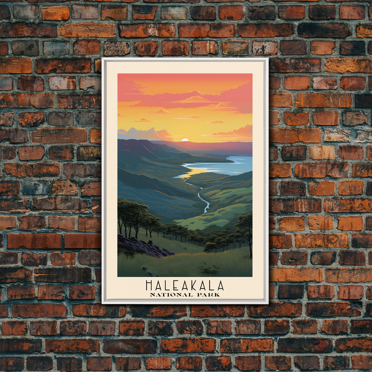 Haleakala National Park Hawaii Travel Art, National Park Print, Minimalist Travel Art, Midcentury Modern Style Landscape Painting