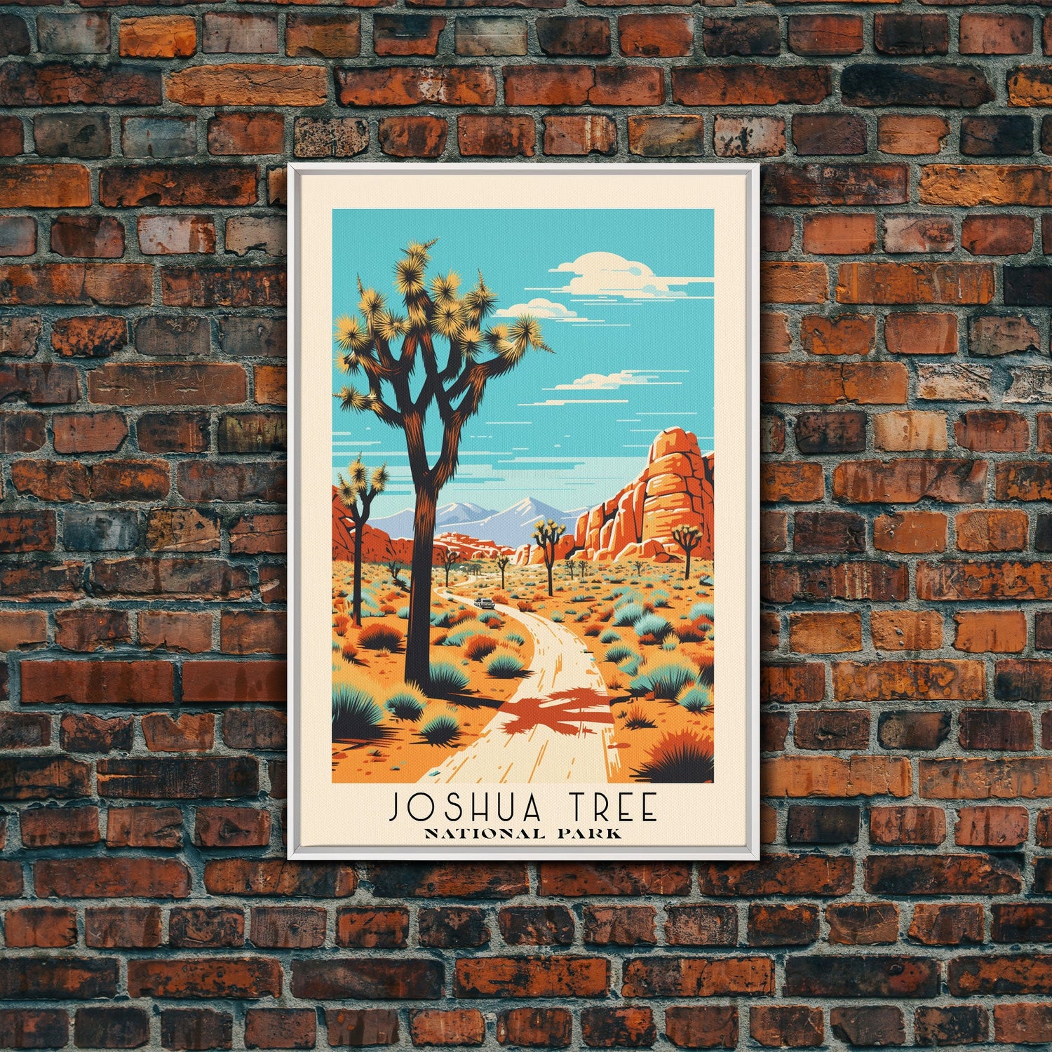 Joshua Tree National Park, California Travel Art, National Park Print, Minimalist Travel Art, Midcentury Modern Retro Style Landscape