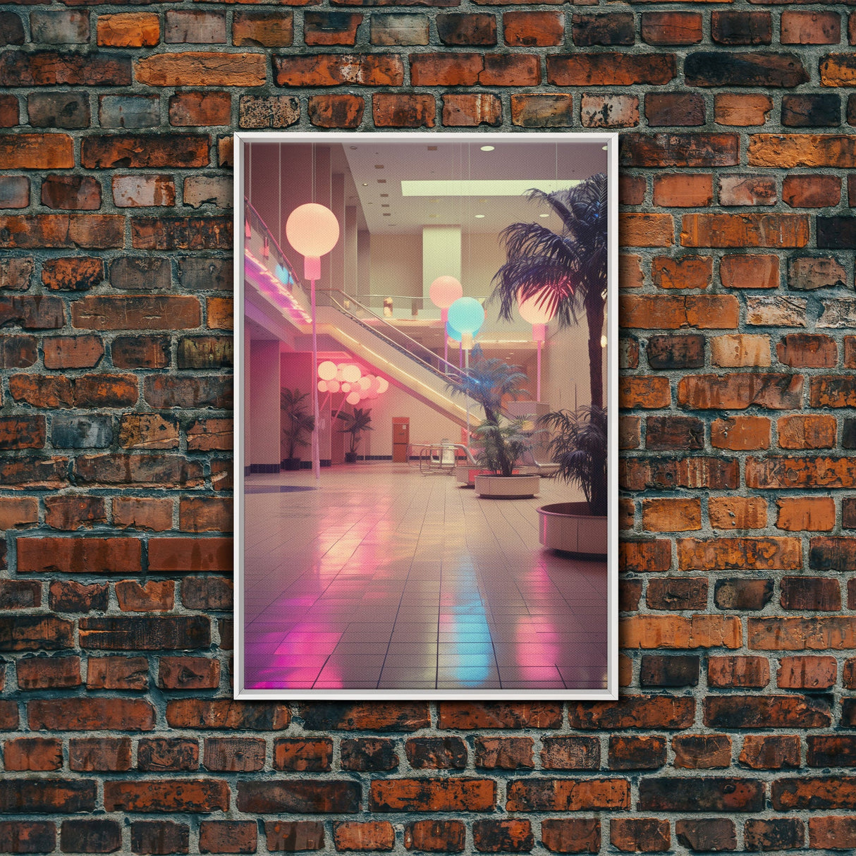 Photo Of A 1980s Mall, Framed Canvas Print, Liminal Spaces, Vaporwave Aesthetic Wall Art, Game Room Decor