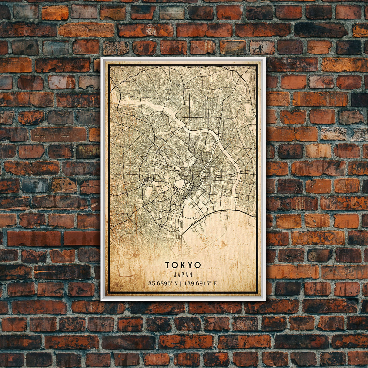 Tokyo Japan map print poster or framed canvas, Tokyo map print poster canvas, Tokyo Japan city map print poster canvas, Vintage Travel Art