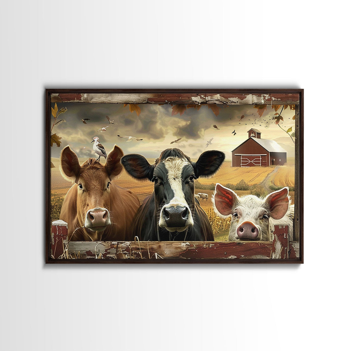 Cute Farmhouse Animal Print, Window Art, Wall Art, Home Decor, Wall Decor, Cute Farmhouse Kitsch Living Room Art