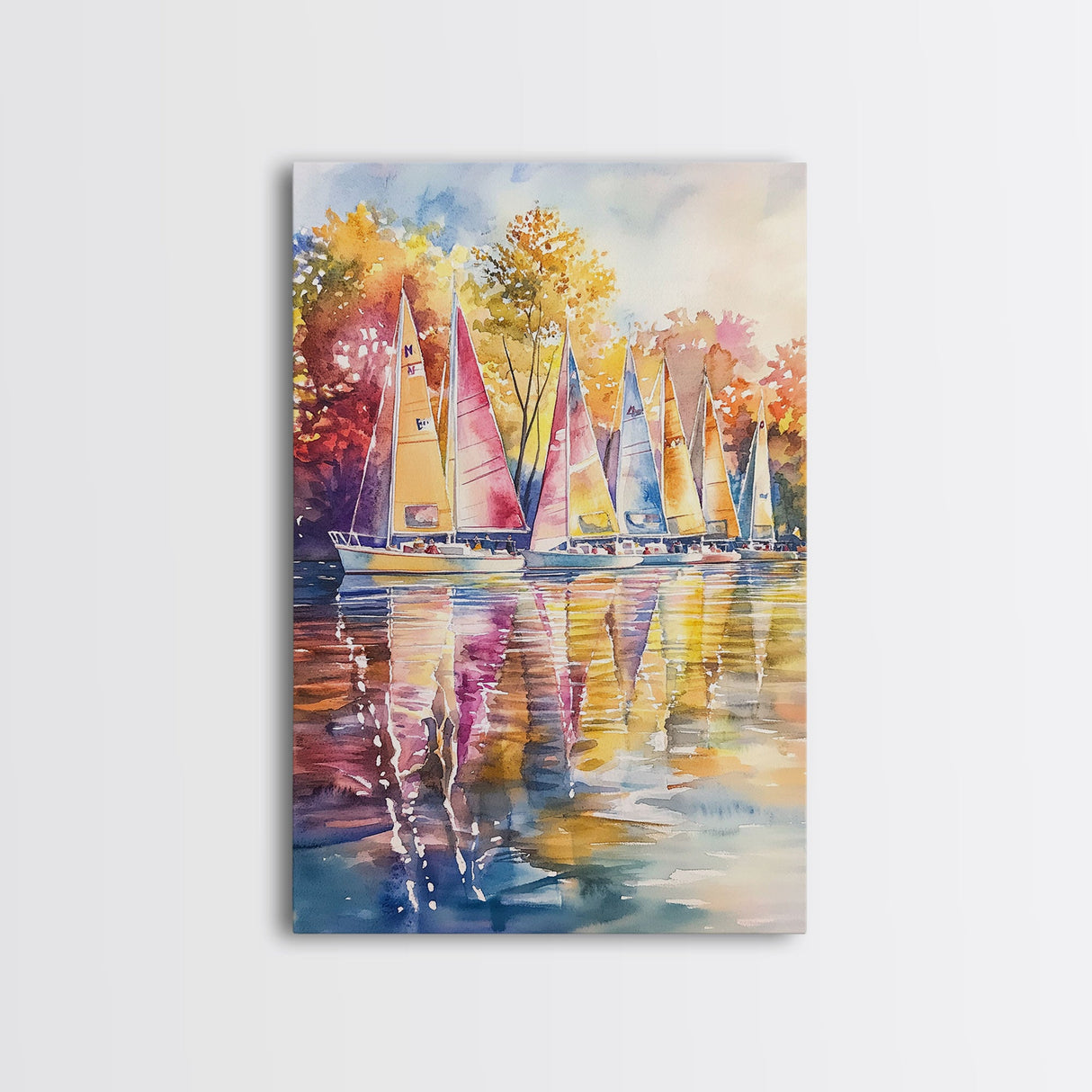 Church Steeple Surrounded By Fall Trees Framed Canvas Print Autumn Village Scene Best Gift Seasonal Wall Art Holiday Home Decor