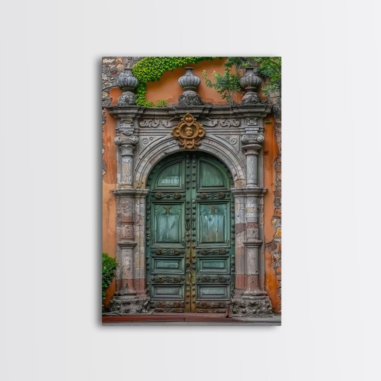 Change23 Hacienda Architecture Framed Canvas Print, Mexican Wall Art, Art of Mexico, Original Artwork, Wood Framed Ready To Hang
