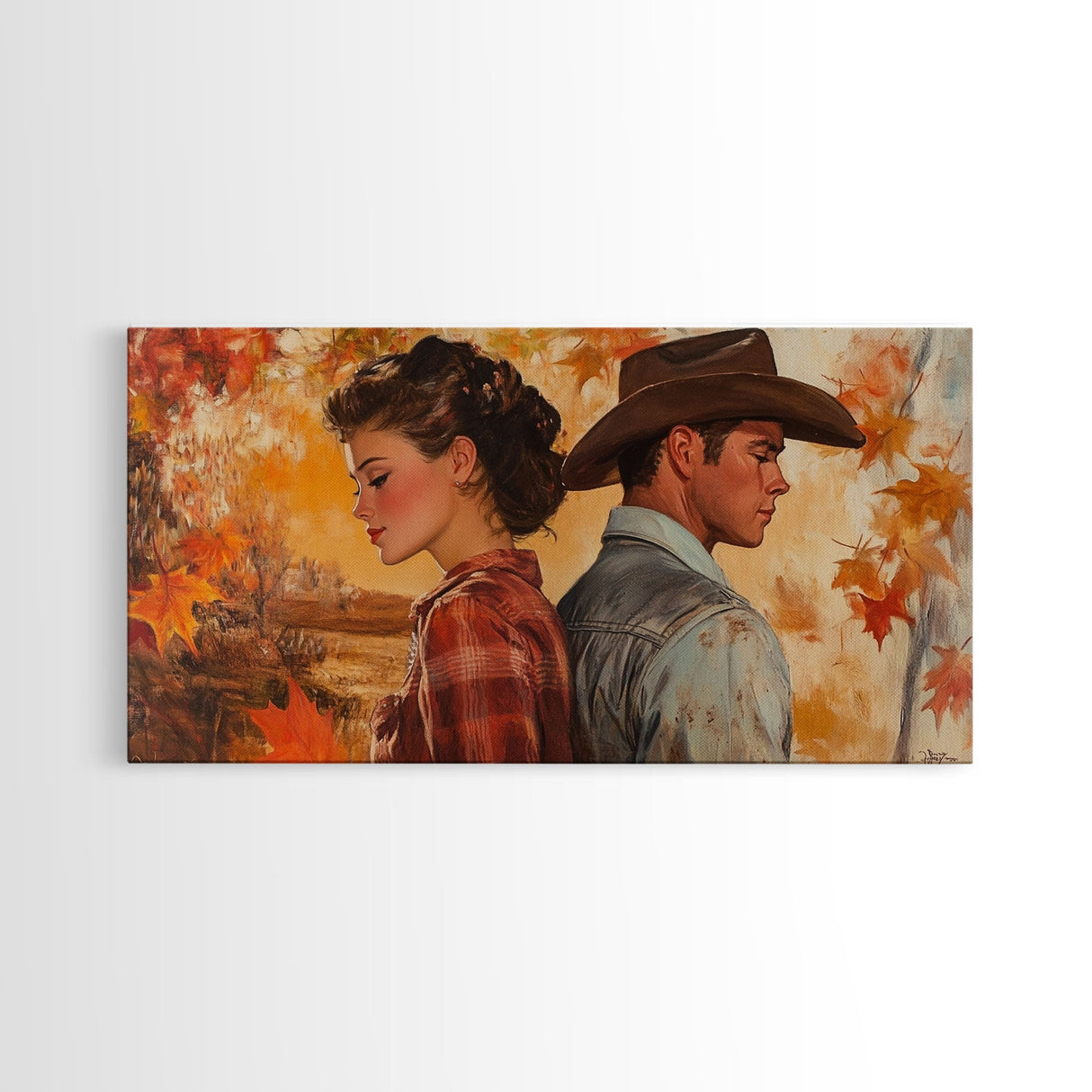 Framed Canvas Print Cowboy Gazing Over Snowy Landscape Western Horse Rider Winter Mountain Art Winter Wonderland Wall Art