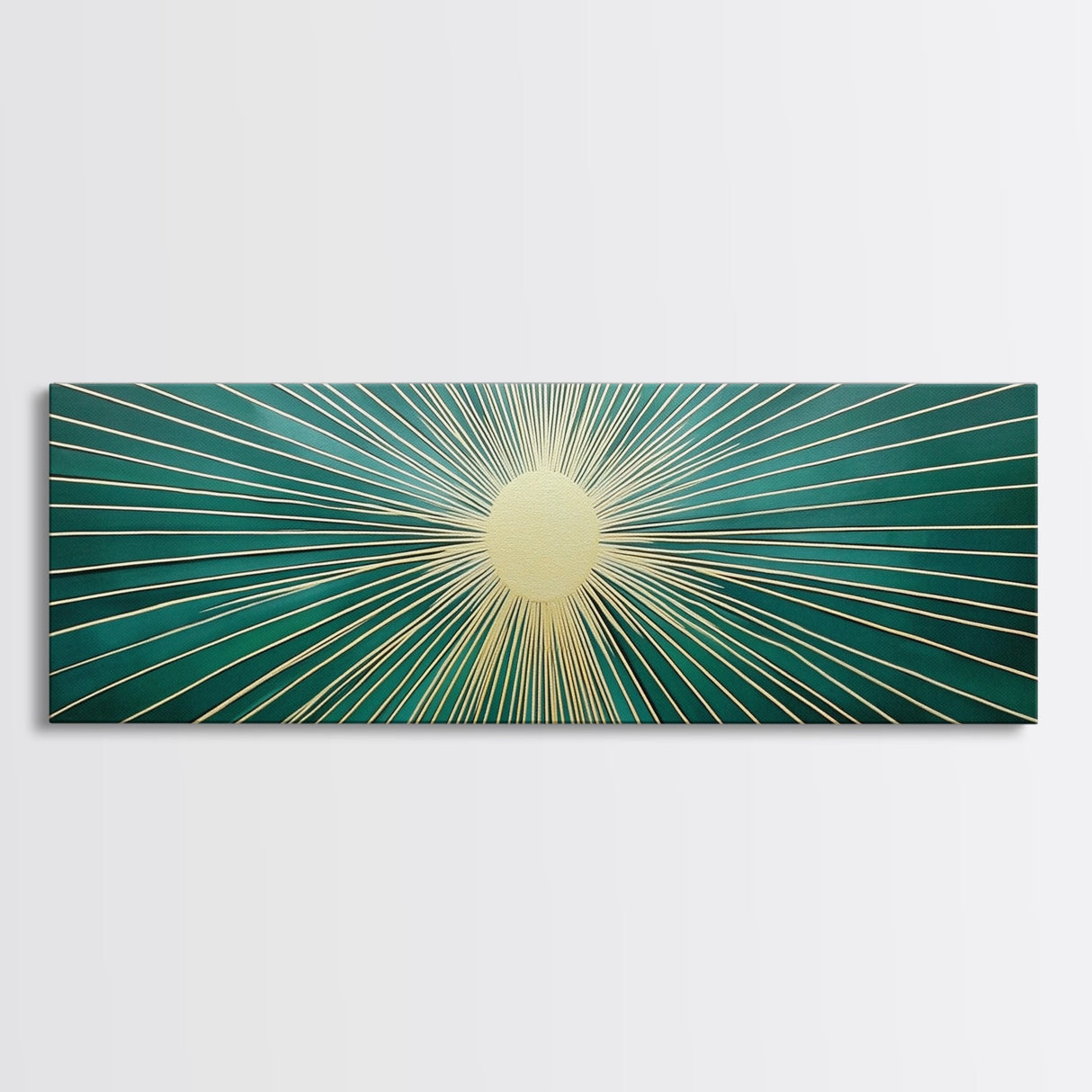 Boho Sunburst Canvas Print, Retro Vibes, Eclectic Wall Art, Large and Wide Horizontal Panoramic Framed Canvas, Minimalist Above Bed Decor