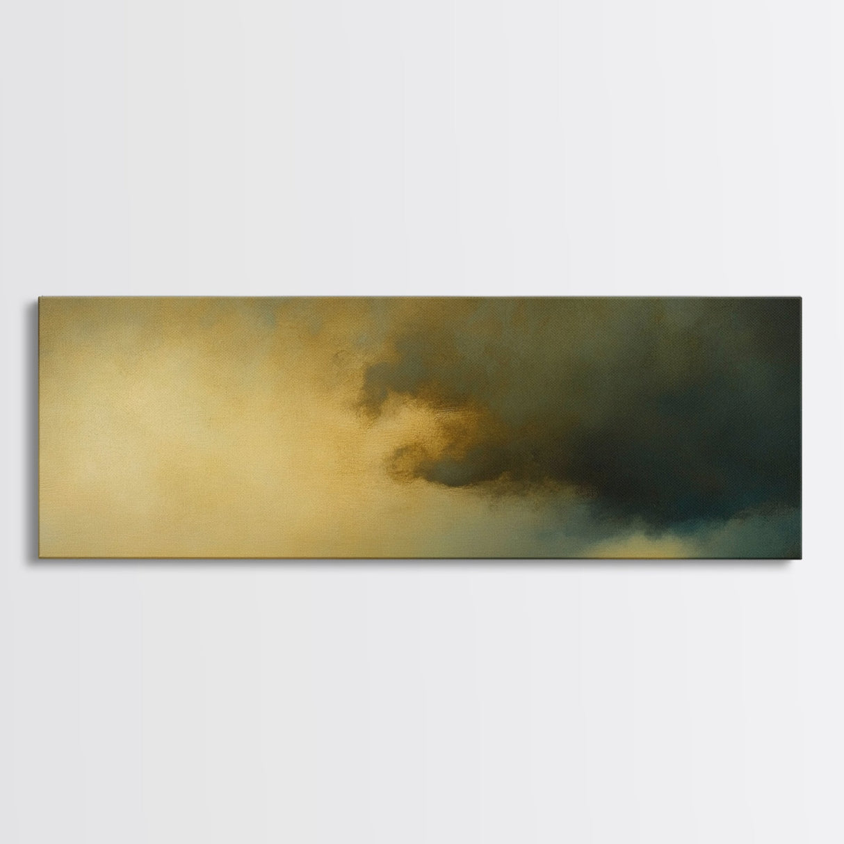 Storm On The Bay Framed Canvas Print, Dark and Moody Home Decor, Dark Art, Wood Framed Abstract Seascape Painting