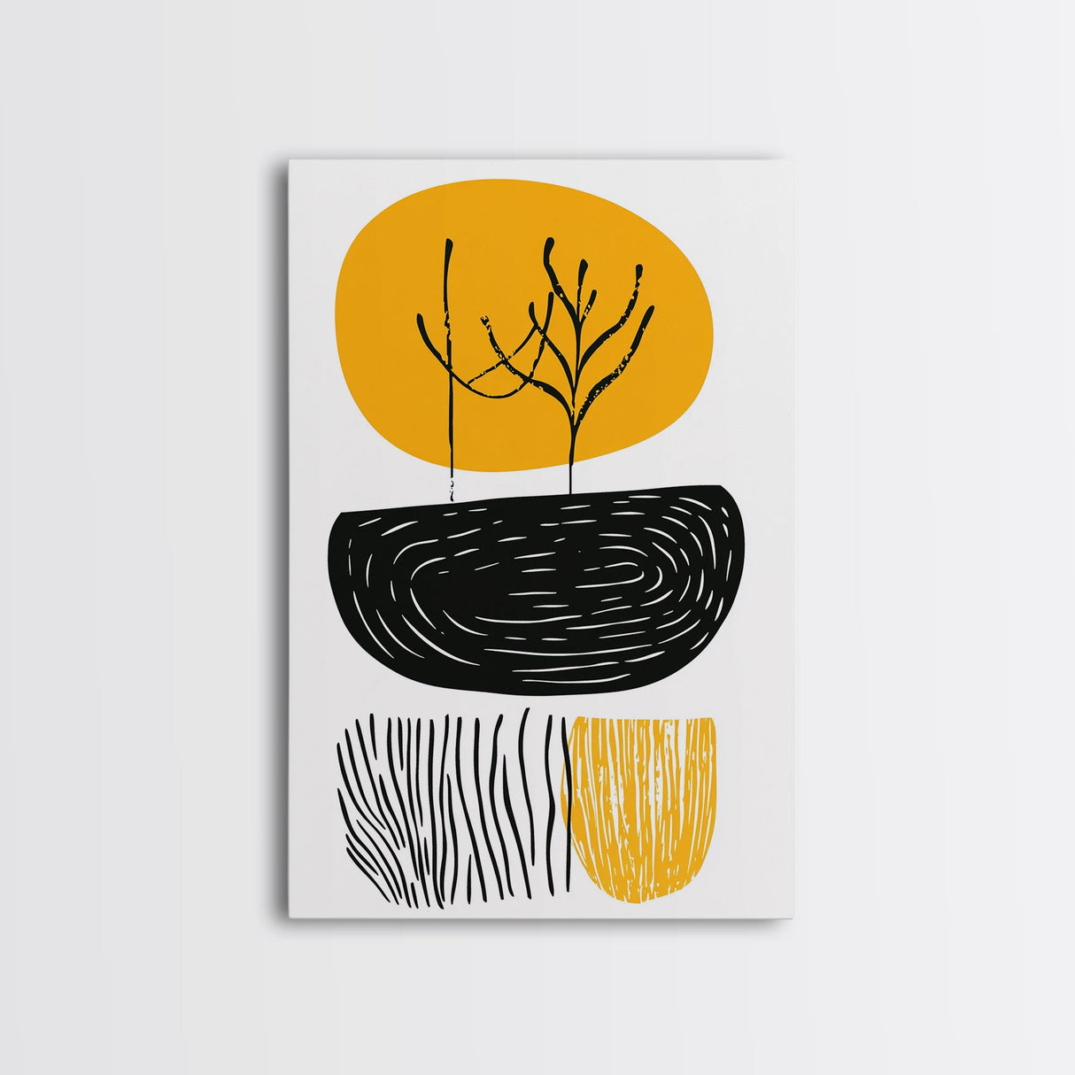 Mid Century Abstract Wall Art, Neutral Art, Gold and Black Wall Art, Boho Style Home Decor, Abstract Art, Modern Home Decor
