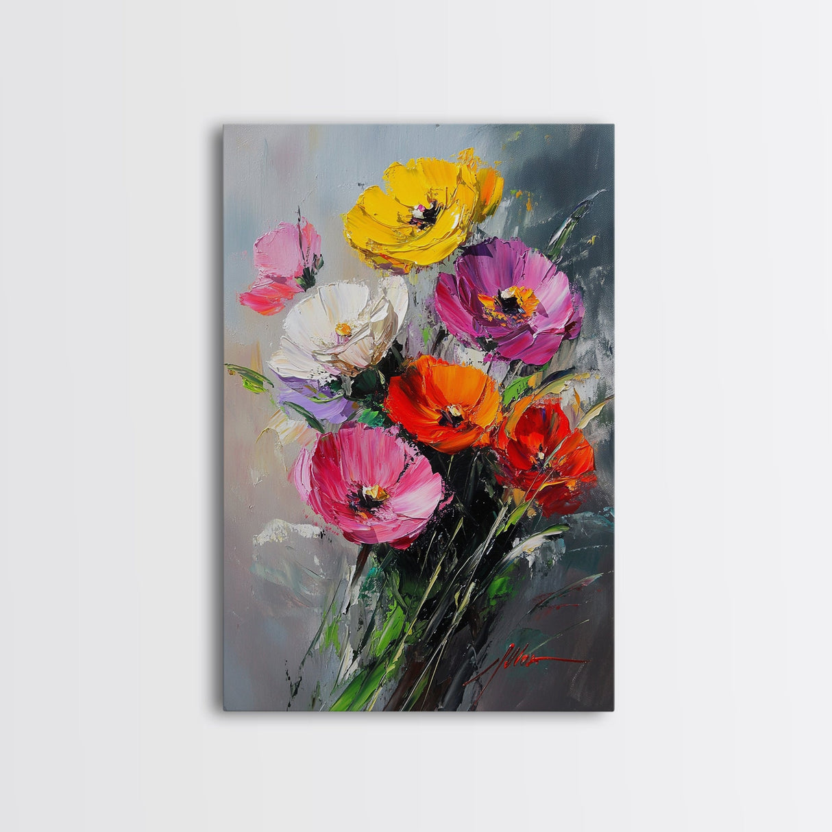 Wild Flower Painting Print On Canvas, Wood Framed Wall Art, Original Art, Flowers Painting, Floral Print, Modern Art, Living Room Wall Art
