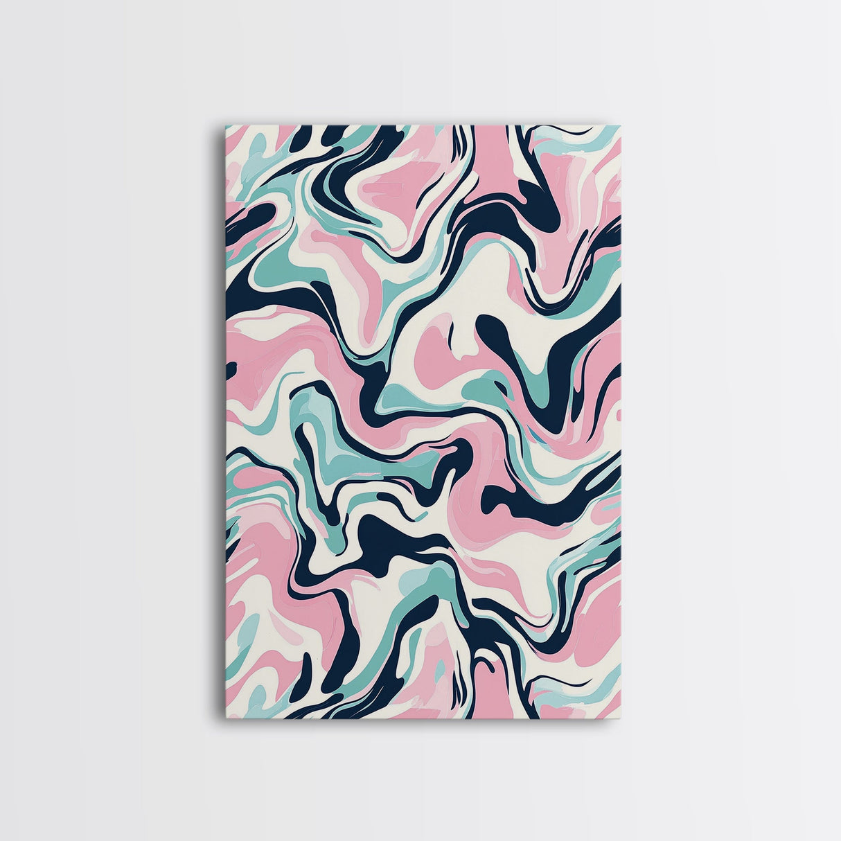 Pink, Black and Turquoise Preppy Wall Art Canvas Print, Girl's Dorm Room Wall Art, Abstract Print, Gift For Mom, Gift For Her