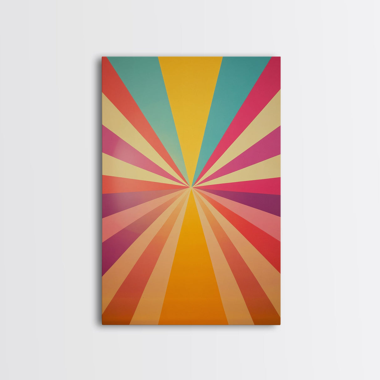 Midcentury Modern Star Burst Pastel Wall Art, Framed Canvas Print, Unique Wall Art, MCM Abstract Wall Decor