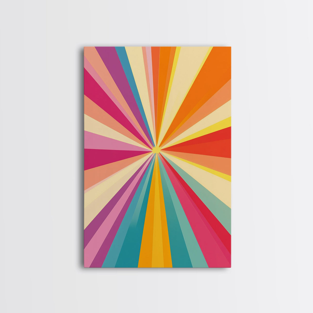Tahiti Gold, Light Tan, Carmine Pink and Teal Wall Art, Framed Canvas Print, Beautiful MCM Inspired Boho Decor, Geometric Wall Art