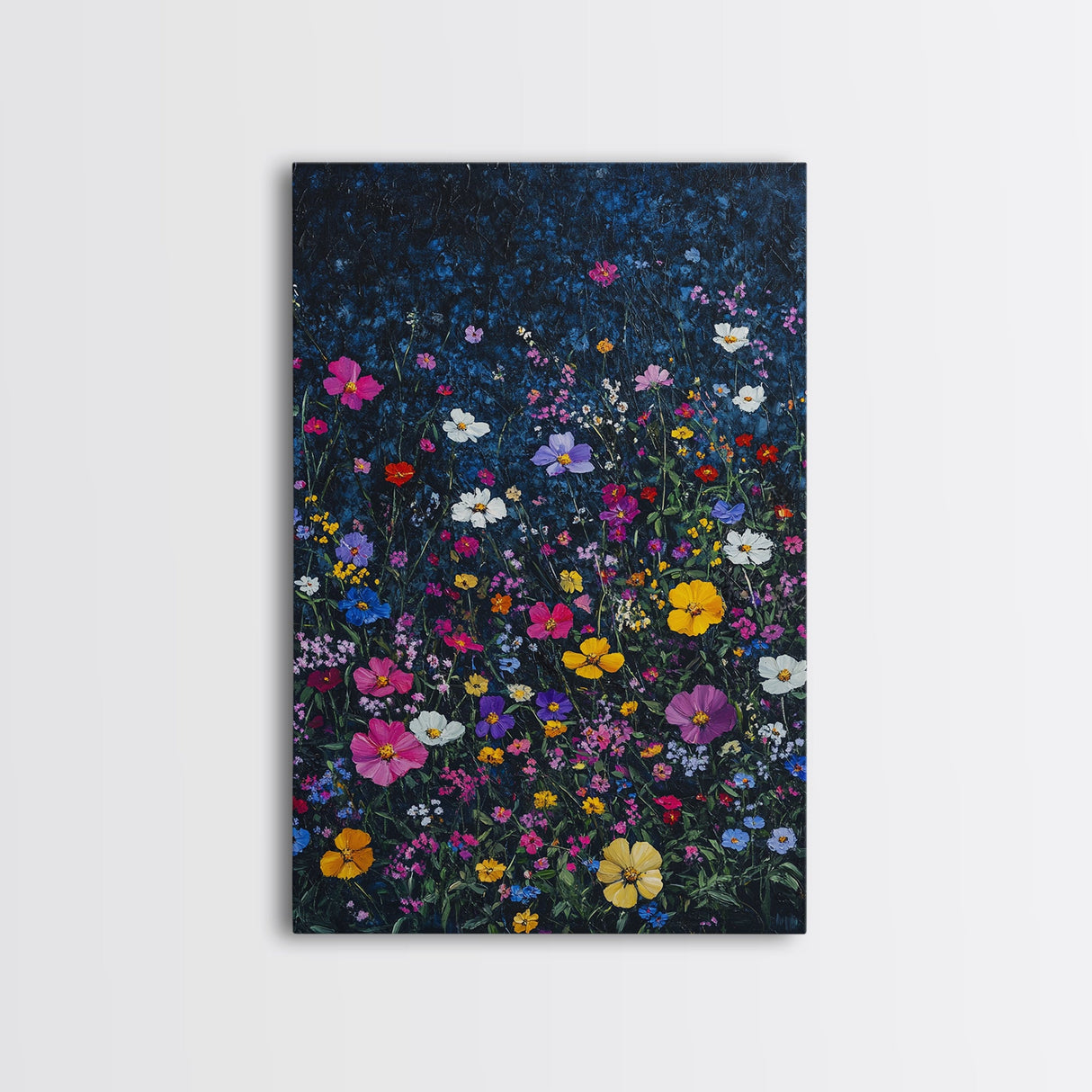 Purple, Pink and Yellow Wild Flowers, Boho Farmhouse Canvas Print, Wood Framed Modern Art, Flower Still Life, Aesthetic Room Decor, Botanical