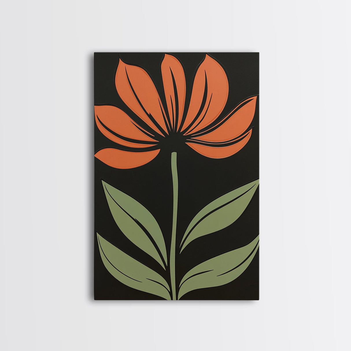 Boho Floral Print Wall Decor, Framed Canvas Print, Modern Art Boho Minimalist Wall Decor