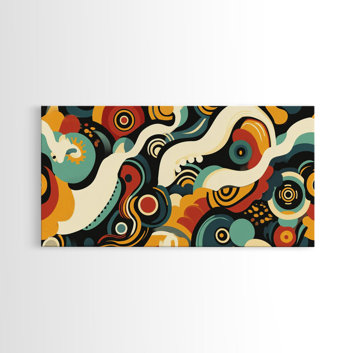 Surrealist Abstract Art, Framed Canvas Print, Kitsch Decor, Boho Style Eclectic Home Decor