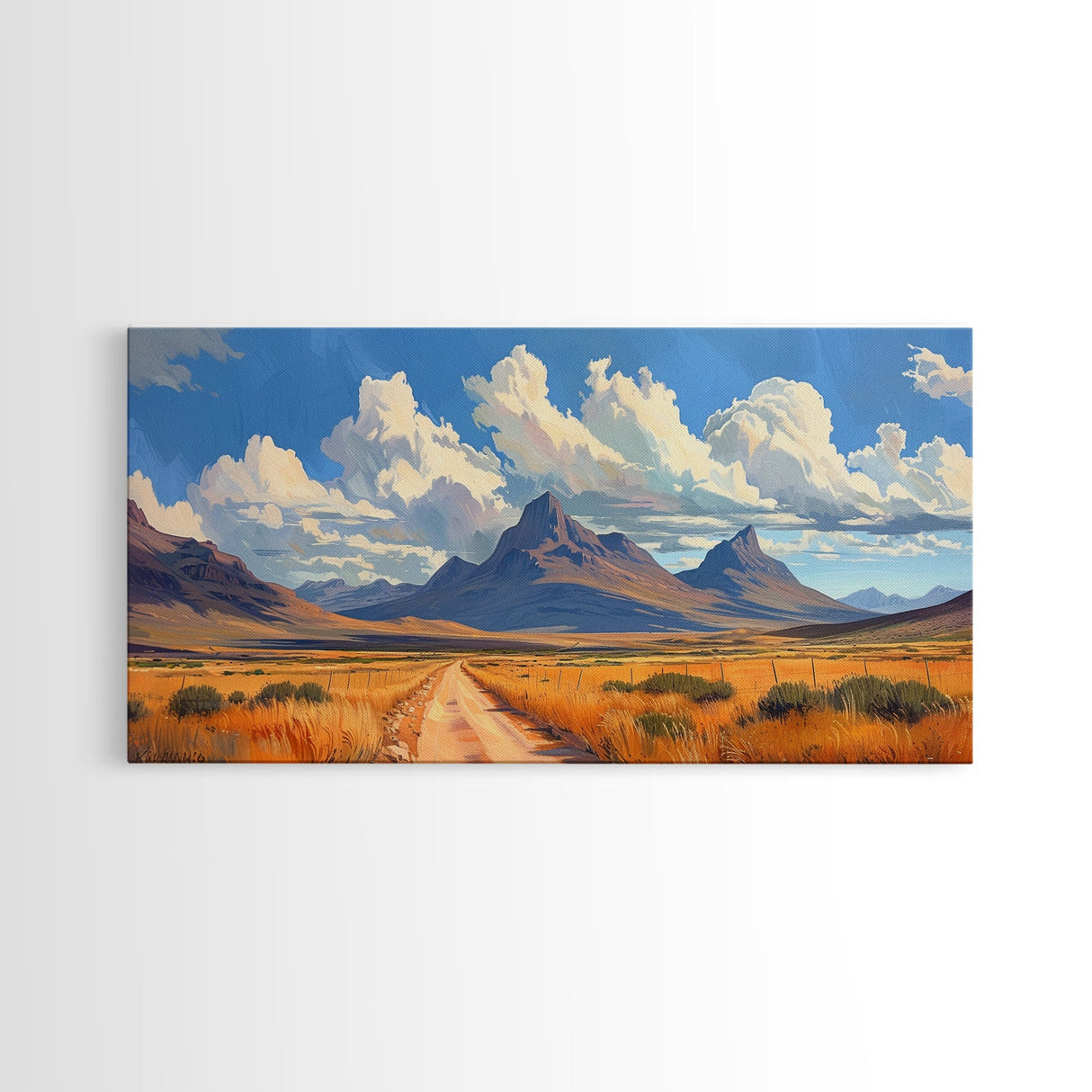 Desert Dirt Roads Framed Canvas Wall Art, Beautiful Arizona Day, Desaturated Wall Art, Rustic Farmhouse Decor, Southwestern Pueblo Art