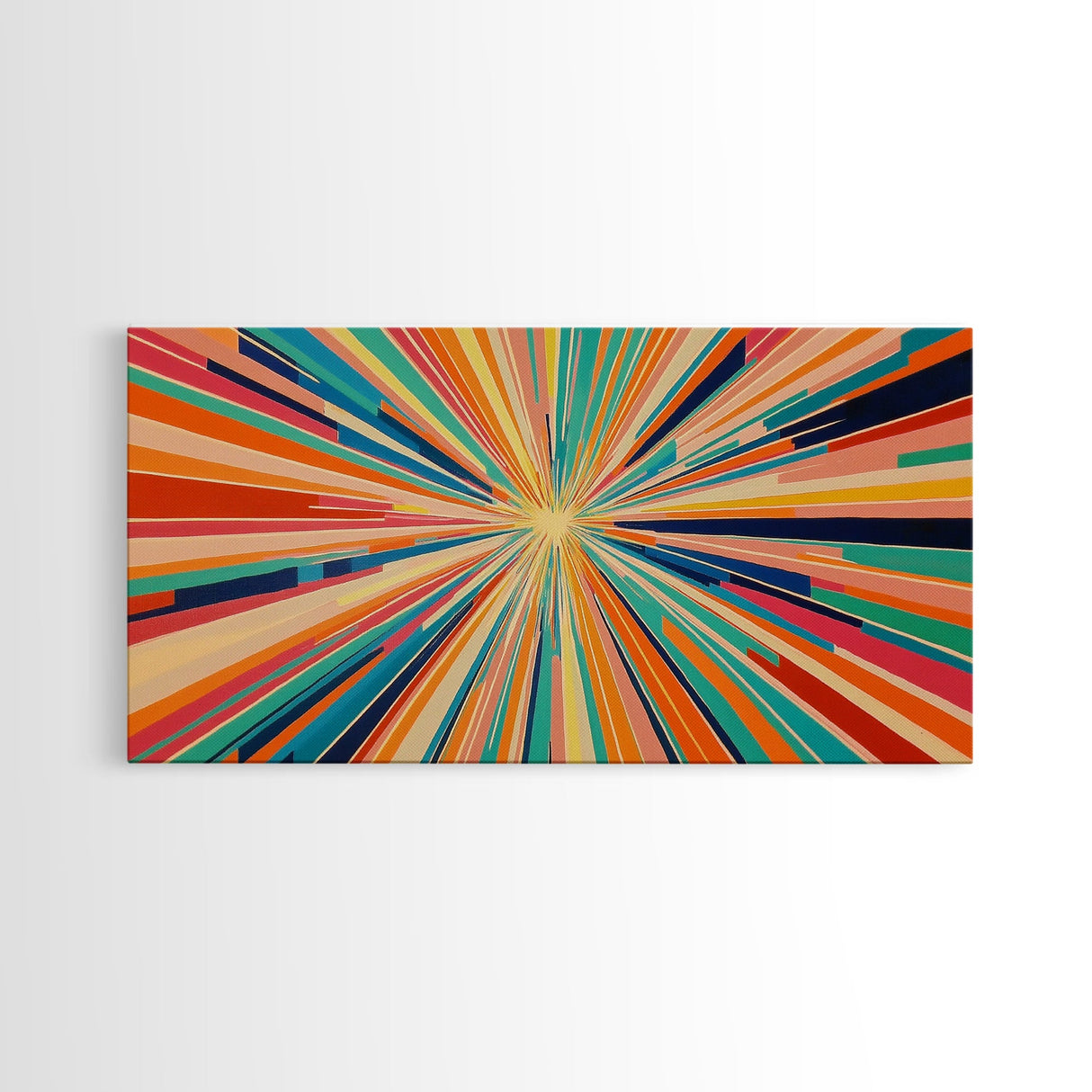 Mid-Century Modern Wall Art - Retro Geometric Wall Art Framed Canvas Print - Modern Abstract Painting Print - Bold and Bright Colors