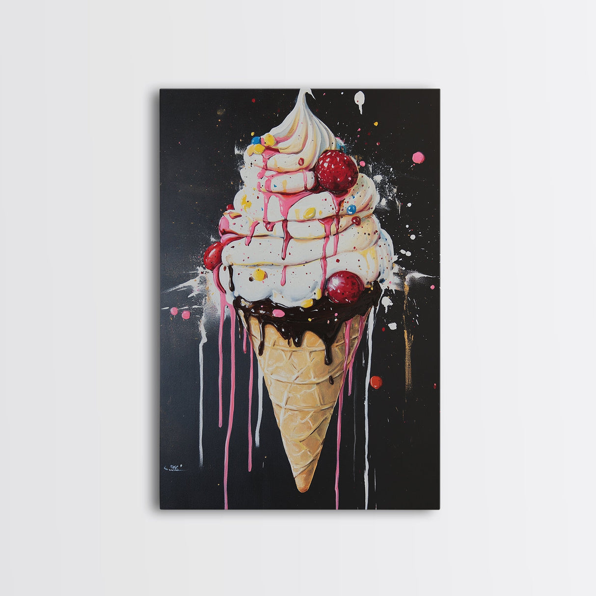 Ice Cream Shop Wall Art, Abstract Still Life Of Ice Cream, Food Review Wall Art, Kitchen Home Decor, Kitchen Art