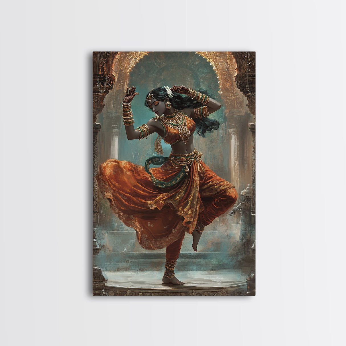 Portrait of Krishna Framed Canvas Print, Krishna Wall Art, Krishna Painting