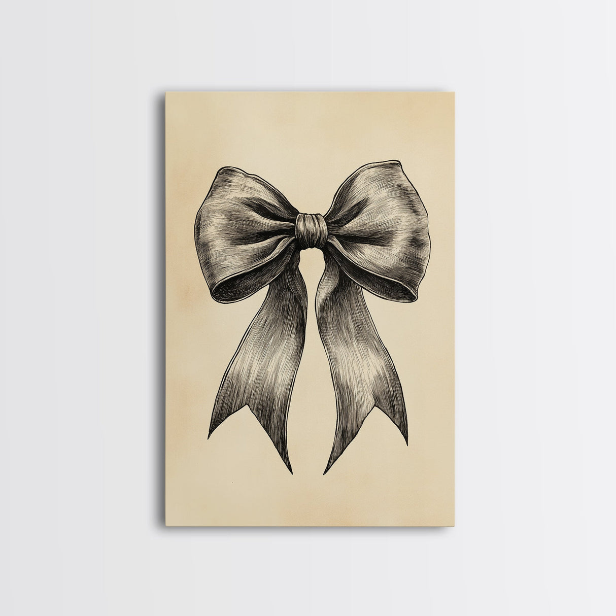 Boho Christmas Bow Canvas Print - Framed Canvas - Minimalist Christmas Art - Boho Christmas Art - Rustic Christmas Art