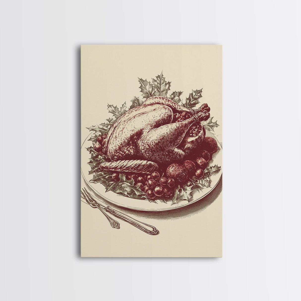Christmas Turkey Canvas Print - Framed Canvas - Minimalist Christmas Art - Boho Christmas Art - Rustic Christmas Art
