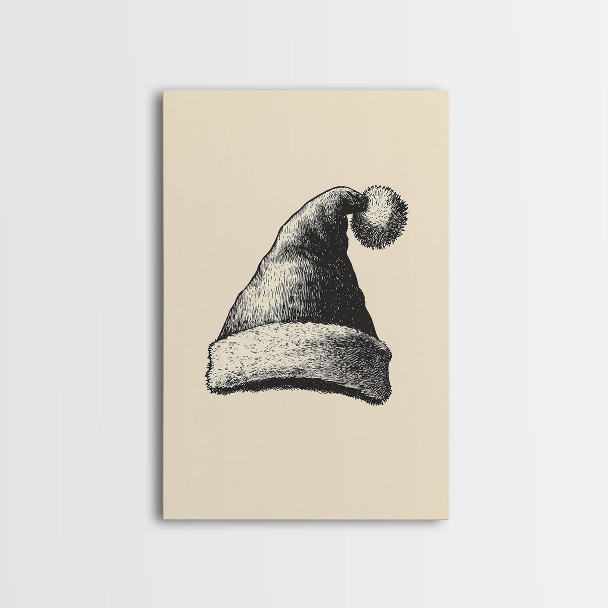 Sketch of Santa's Hat Canvas Print - Framed Canvas - Minimalist Christmas Art - Boho Christmas Art - Rustic Christmas Art