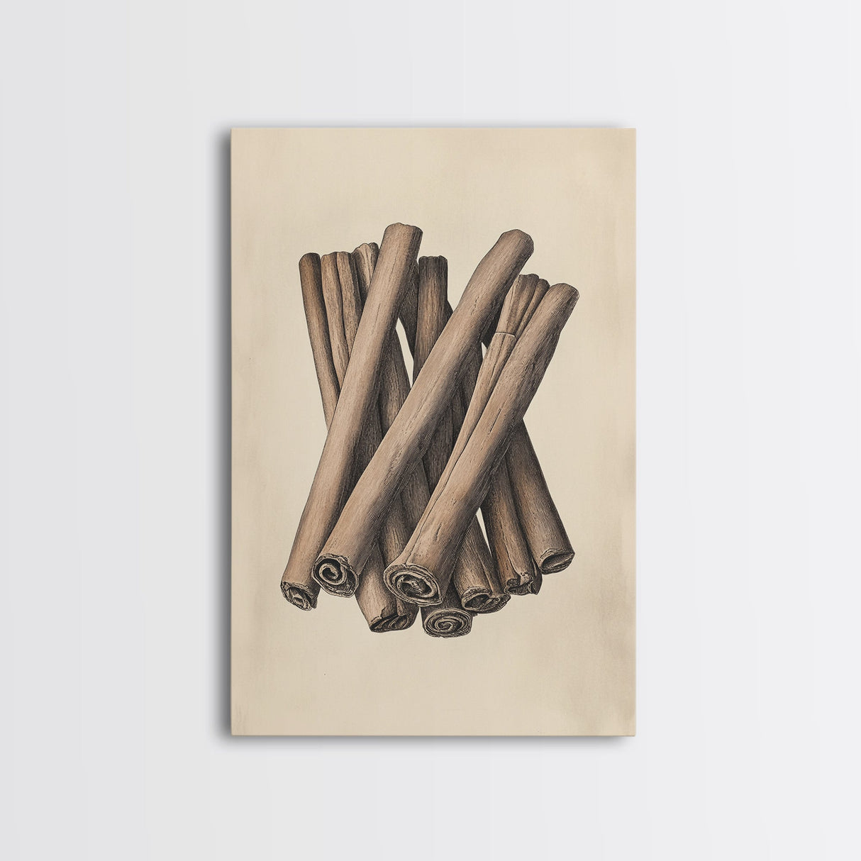 Christmas Cinnamon Sticks Canvas Print - Framed Canvas - Minimalist Christmas Art - Boho Christmas Art - Rustic Christmas Art