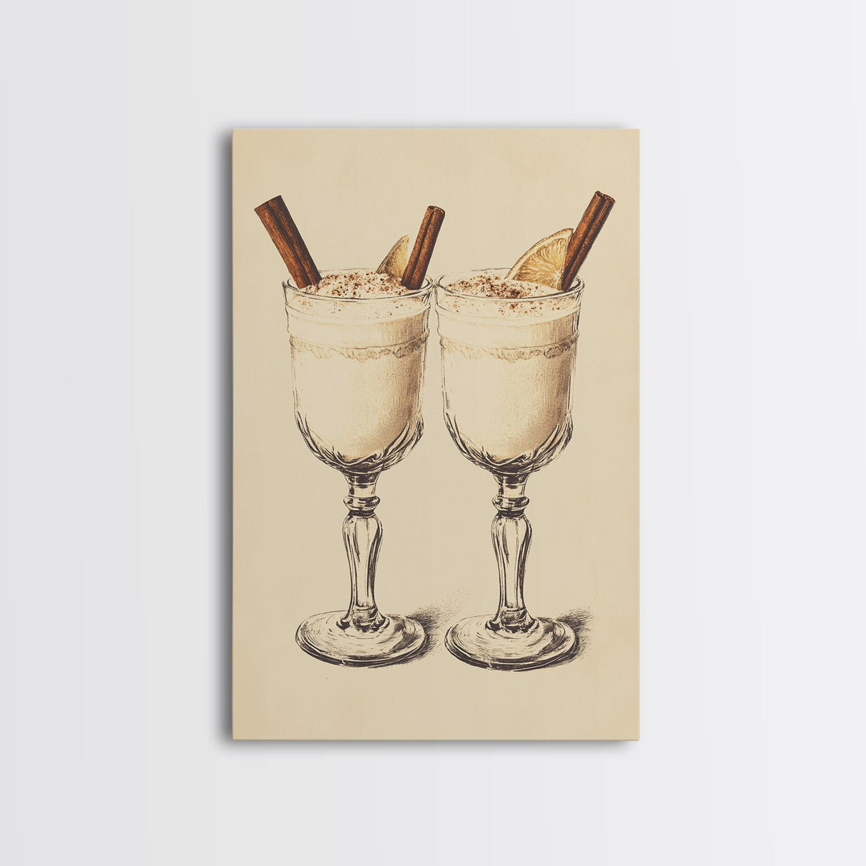 Retro Eggnogg Canvas Print - Framed Canvas - Minimalist Christmas Art - Boho Christmas Art - Rustic Christmas Art