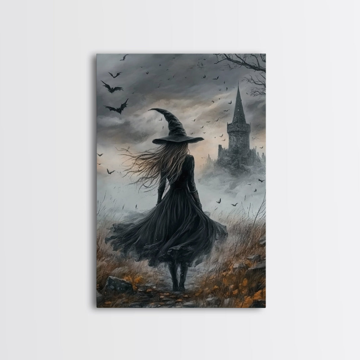 Goth Decor, Witchy Home Decor, Dark Academia Goth Oil Painting Print, Witch Painting, Haunted Spooky Season Wall Art, Witch Decor