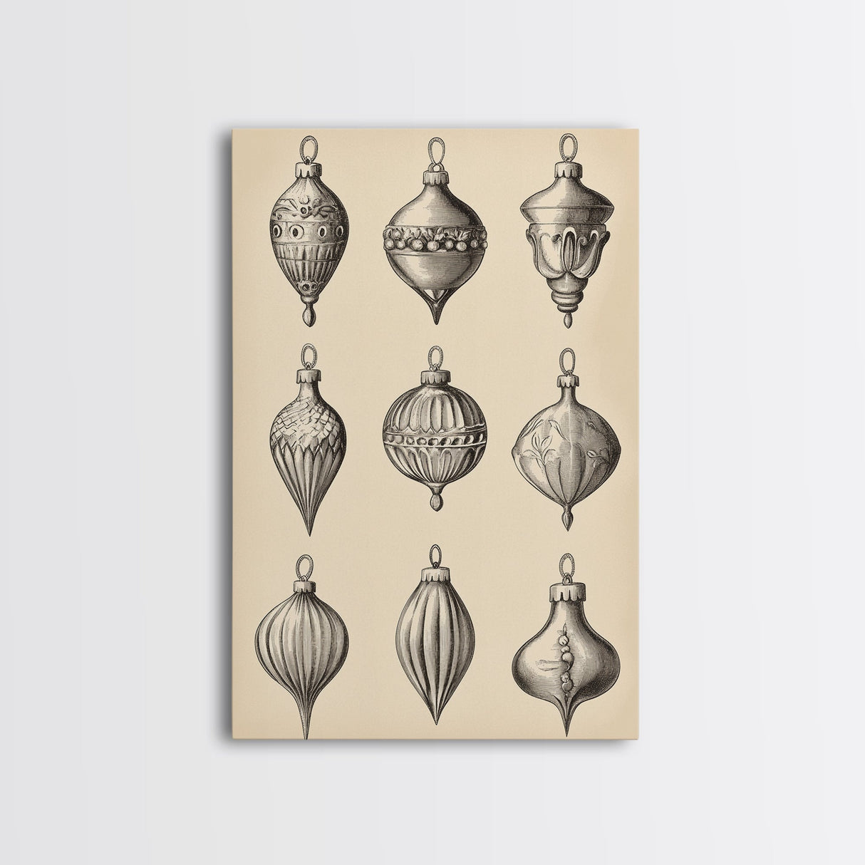 Christmas Ornaments Canvas Print - Framed Canvas - Minimalist Christmas Art - Boho Christmas Art - Rustic Christmas Art