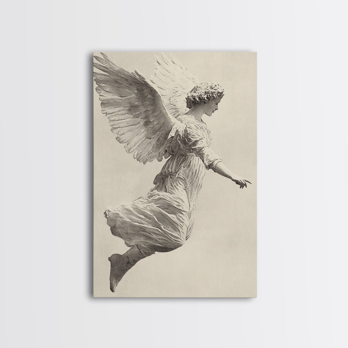 Christmas Angel Canvas Print - Framed Canvas - Minimalist Christmas Art - Boho Christmas Art - Rustic Christmas Art